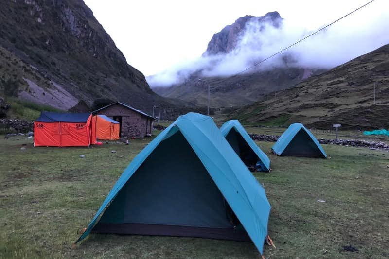 Acampamento e refeições na Trilha Inca
