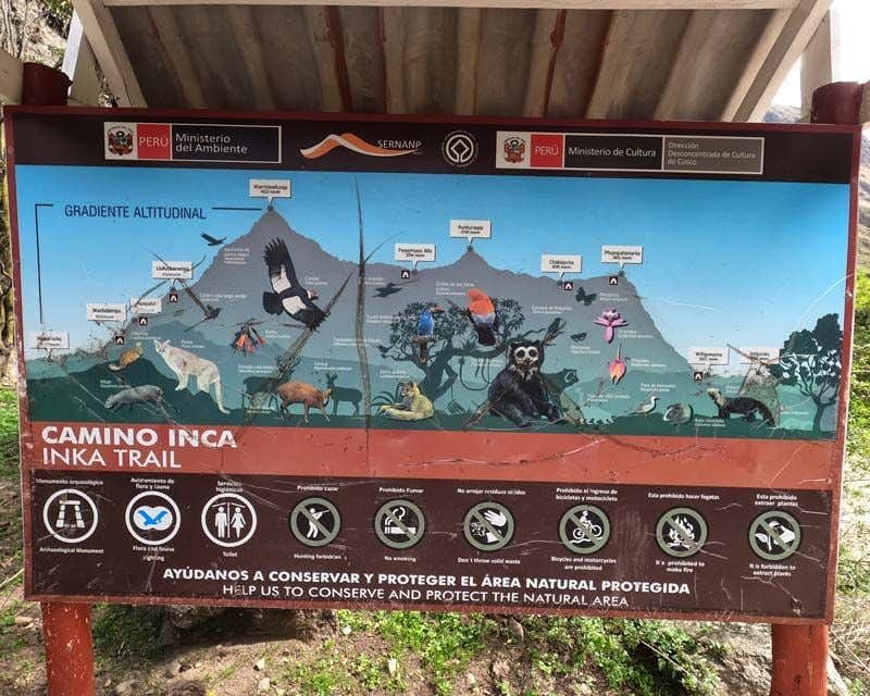 inca trail sign fauna